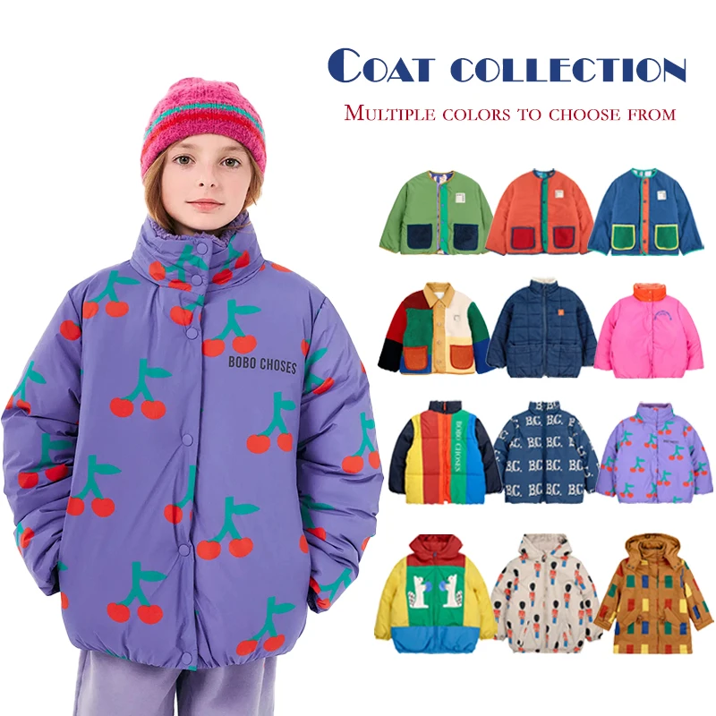Children's coat 24 Autumn/Winter BC girls' thickened multifunctional cotton-padded coat boys' two sides wear lamb wool girls winter coat,girls outerwear
