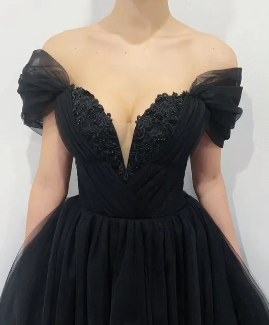 고딕 블랙 웨딩 드레스, 매력적인 정장 여성 신부 가운, Luxury/ru 스타일