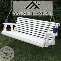 Amish Casual 4 Foot Roll Back Porch Swing Cup Holders Semi-Solid White Stain Amish Made in The USA From Treated Pine 700 Lb. 2