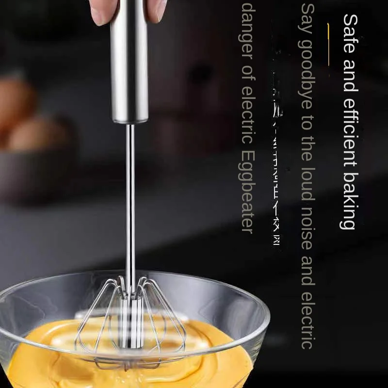 Egg beater Household 304 Stainless Semi-Automatic Rotating Egg Beater Self Turning Cream Utensils Whisk Manual Mixer Kitchen Tool