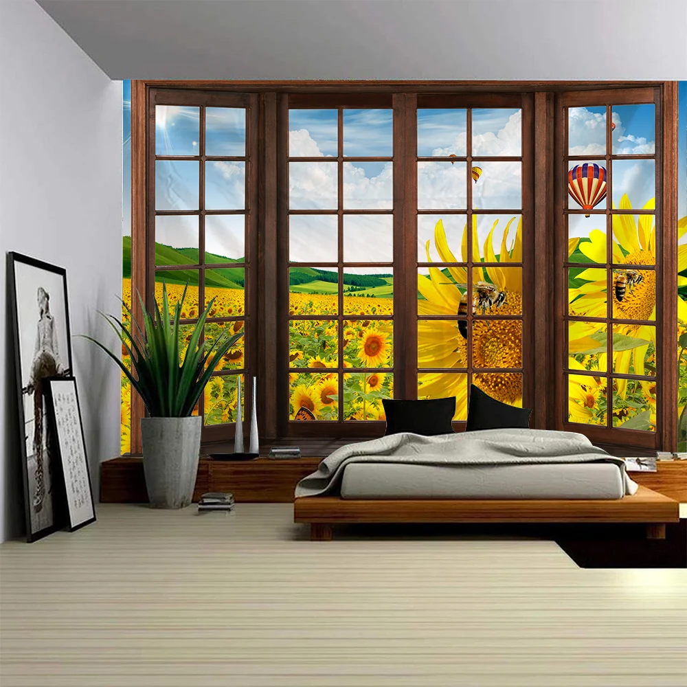 Tapestry Decor Landscape Tapestry Outside The Window Wall Art Large Mural Decoration For Home Bedroom And Living Room Decoration tapestry decor
