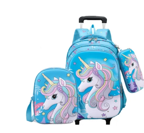 

kids school trolley bags wheeled Backpack set Children backpack with Wheels Trolley Bag For School Rolling backpack Bag For girl