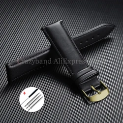Universal PU Leather Watch Strap in Brown - Premium Wristband - 22mm (Black - Gold)