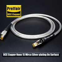 Cat8 Ethernet Cable Rj45 Interface  40Gbps 2000Mhz Speed OCC Sterling Silver Flagship Gold Cat8 Network Cable Digital Cable