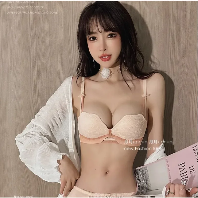 

Half Cup Underwear for Women with Small and Flat Chests Special Push-up Non-slip Sexy Lace Bra Without Rims Set