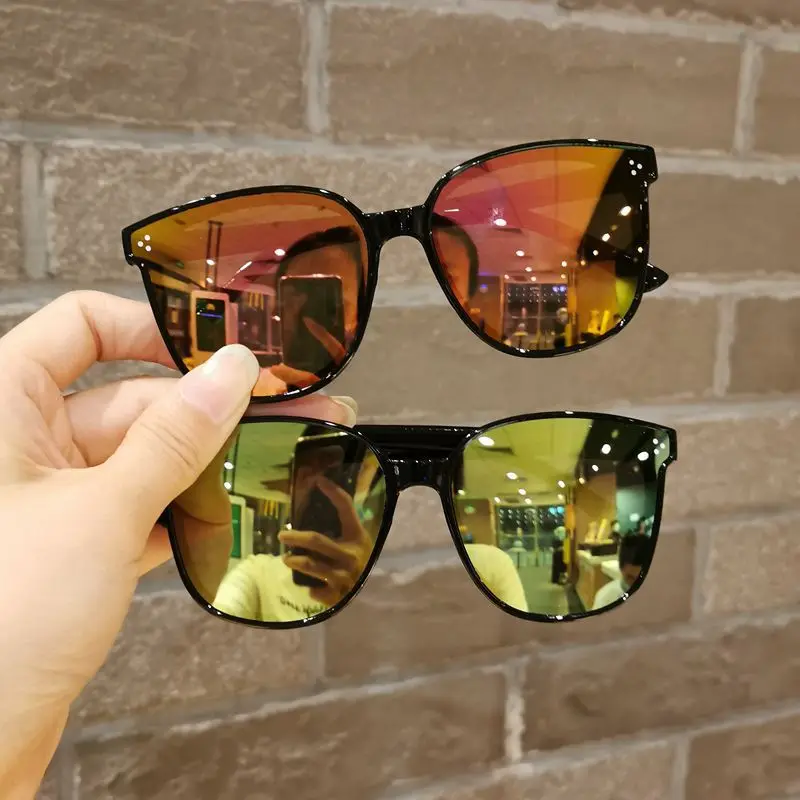 New Children Shape Round Sunglasses Girl Boy Shiny coating Double Color Vintage Sunglasses UV Protection Glasses Child_voghion.com