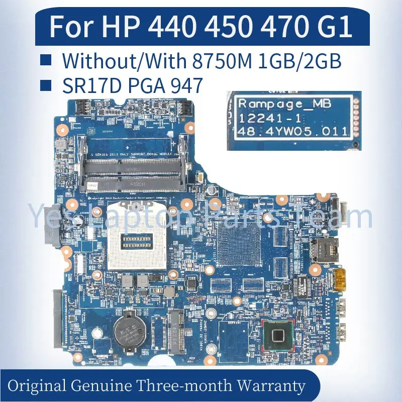 Placa-mãe do Portátil para hp Probook Placa-mãe do Caderno 122411 440 450 470 g1 734087 734084601 Sr17d Pga 947 48.4yw05.011 Ddr3