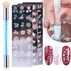 Nail Stamping Plates Set Silicone Stamper Brush Nail Art Stamp Polish Transfer Stencils Flower Geometry Template Tools Maniucre 1