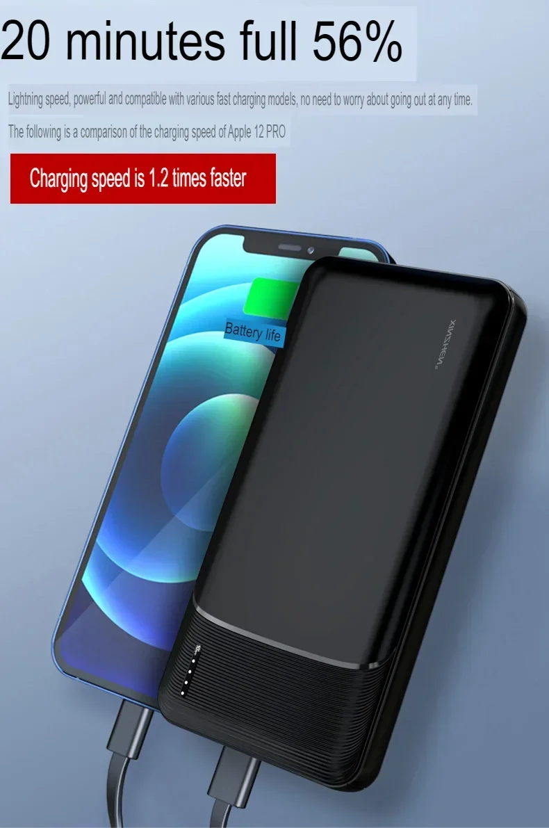 

Внешний аккумулятор большой емкости 30000 мАч, быстрая зарядка, Ультратонкий портативный Стандартный мобильный блок питания