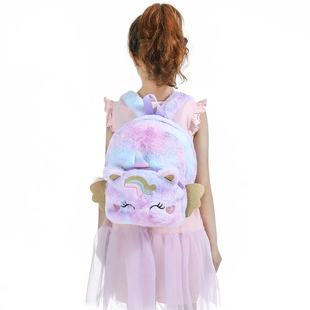 Unicorn Backpack Personalized Tie Dyed Plush Book Bag Cute Wings Girl Bag Children's Day Gift Birthday Gift 2