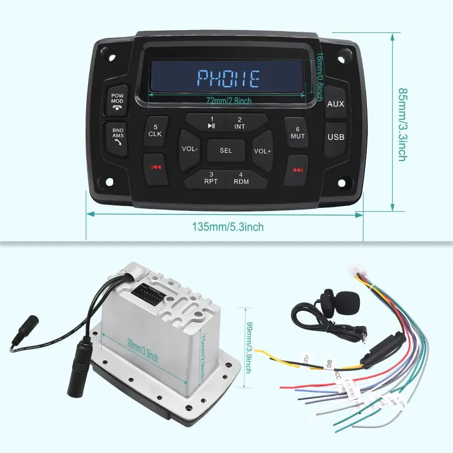 Upgrade Marine Stereo Boat Radio Waterproof Bluetooth FM AM Digital Media Audio Player For Yacht Gauge ATV UTV Cart Motorcycle