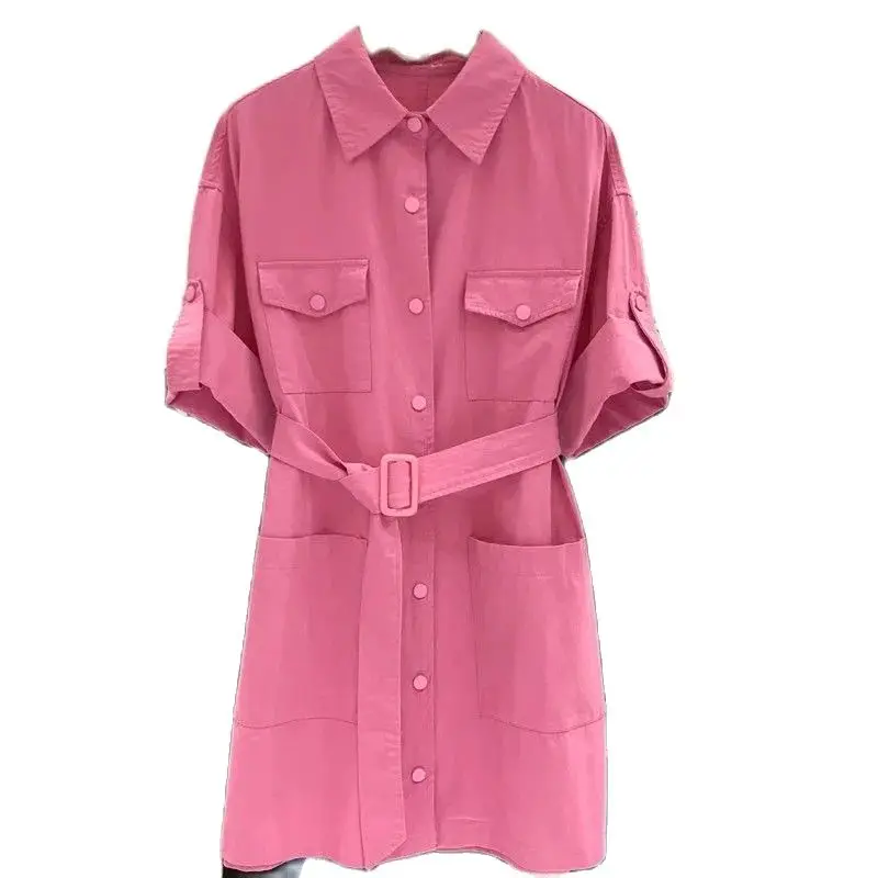 

Женское Повседневное платье с коротким рукавом и высокой талией, весна-лето 2024