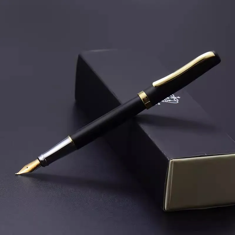 Duke 209 Luxury Black and Silver 0.8mm Curved Tip Calligraphy Pen Metal Steel Inking Pens with Original Gift Box Free Shipping 2