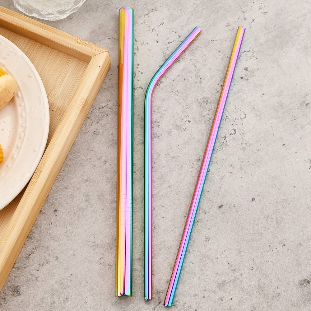 Description Picture 4 of itemGold Reusable Straw 304 Stainless Steel Sharp Straw Metal Drinking Straws with Cleaner Brush for Bubble Tea Smoothie Milkshake