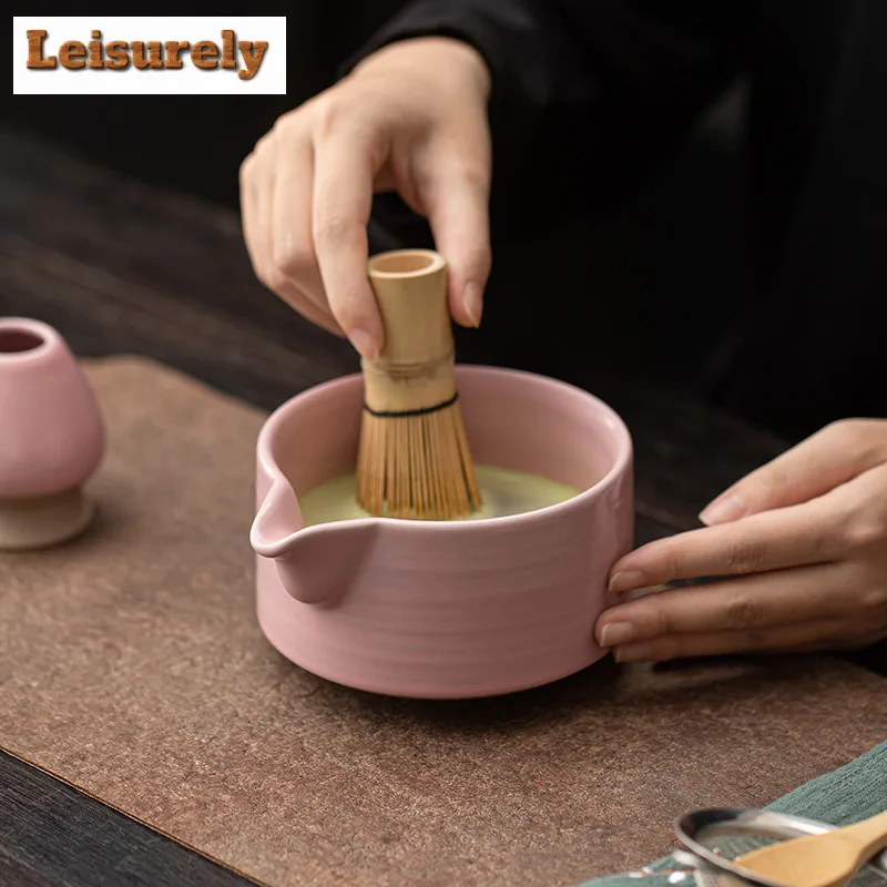 Soft Pink Tea Set Complete Set Tea Brush Japanese Matcha Set Kit Matcha Cup Tea Ceremony Kitchen Bar Supplies For Beverage Shop
