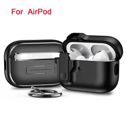Deluxe Shockproof Earphone Sleeve with Hook Attachment for AirPods 4 (Black)