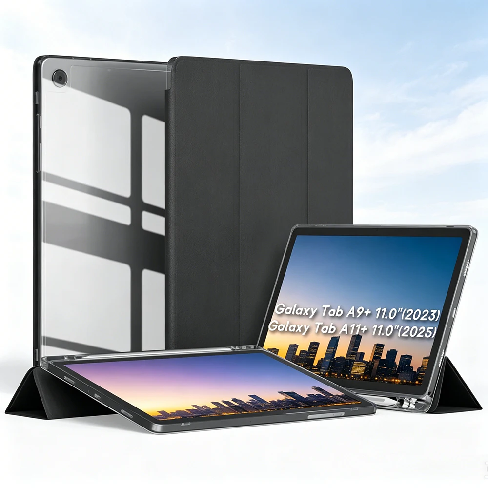 Magnetic Flip Smart Cover with Transparent Pencil Holder