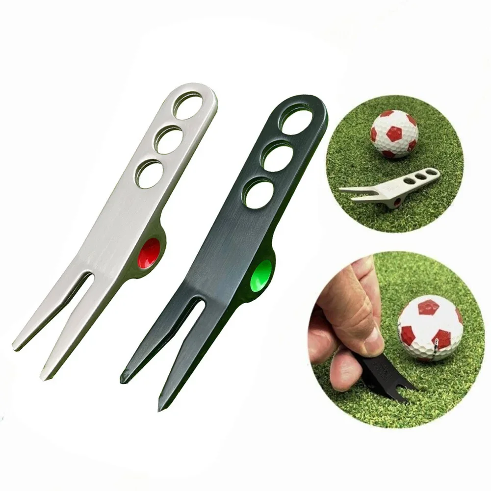 1Pc Golf Divot Tool Zinc Alloy Golf Fork Pitchfork Turf Tool Golf Equipment Accessories