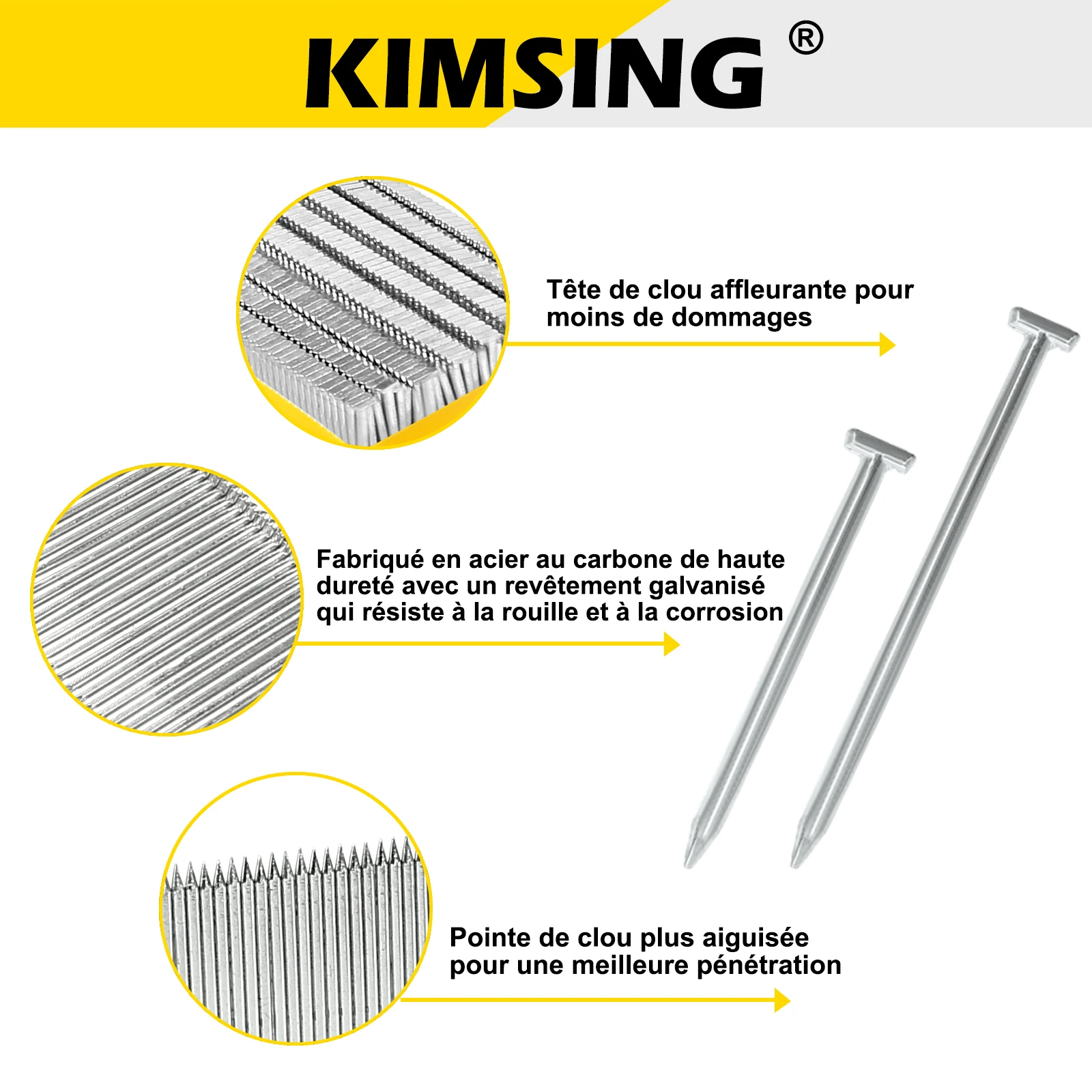 KIMSING-Cloueur à béton en acier au carbone, cloueur à bois dur, calibre  14, 18-64mm, T N64, 800 pièces par boîte - AliExpress