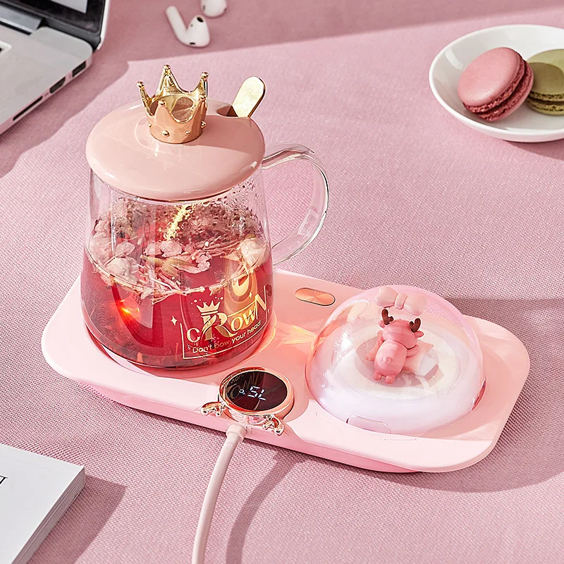 30W Cup Heater Coffee Mug Warmer Electric Hot Plate with 3 Temperature Setting Thermostatic Heating Pad for Coffee Milk Tea 220V