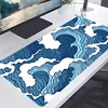Blue and white ocean print e-sports gaming mouse pad, 2mm non-slip rubber sewn side long keyboard gaming pad, 31.49 x 11.81 inch 1