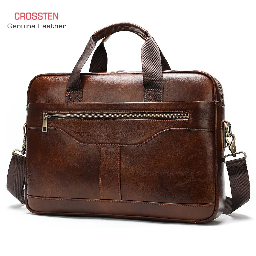 

2021 New Natural Cowskin 100% Genuine Leather Men's Briefcase Large Capacity Business Shoulder bag Cowhide Laptop Bag