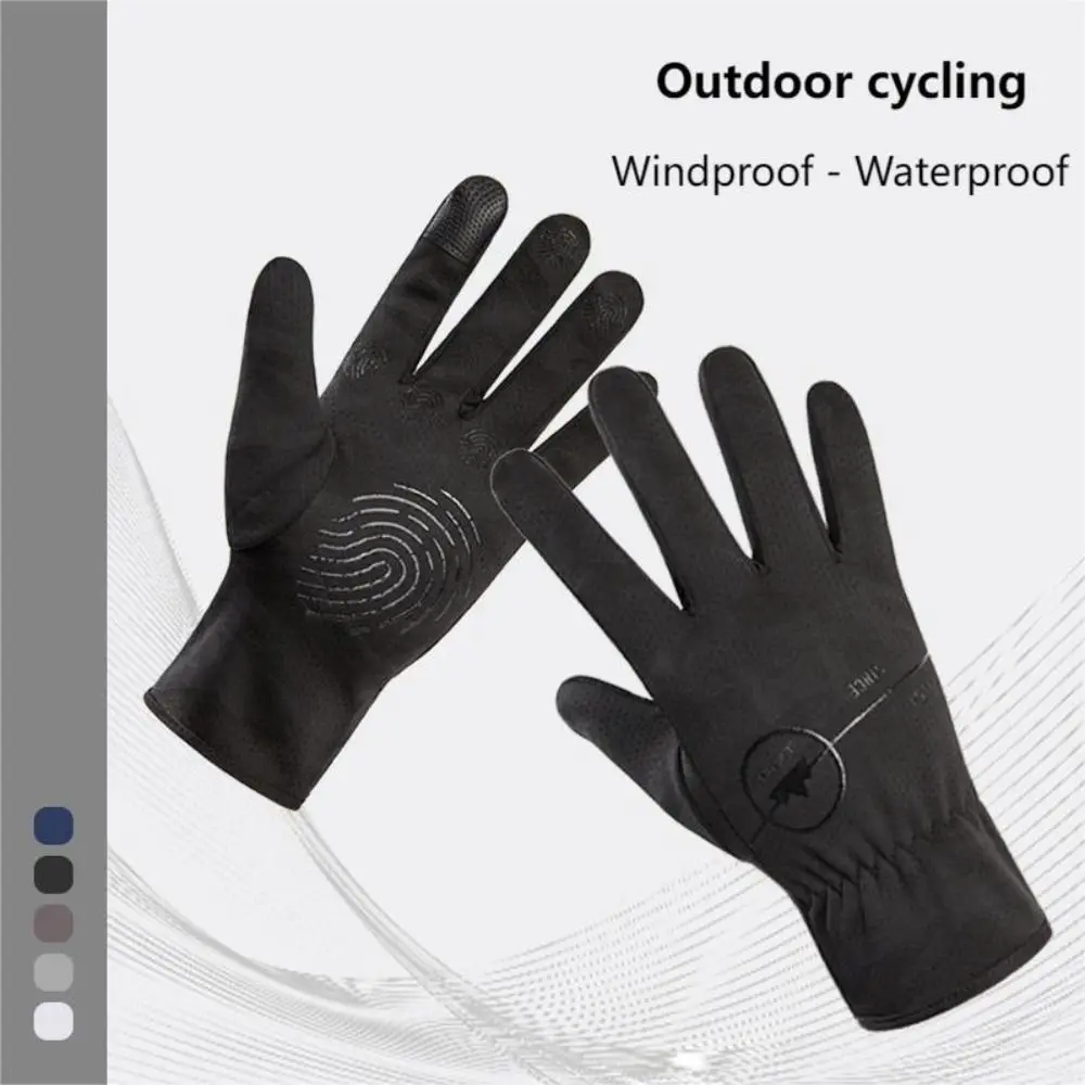 

Full Finger Bicycle Gloves New Pure Color Waterproof Touch Screen Gloves Cold-proof Windproof Warm Gloves Women