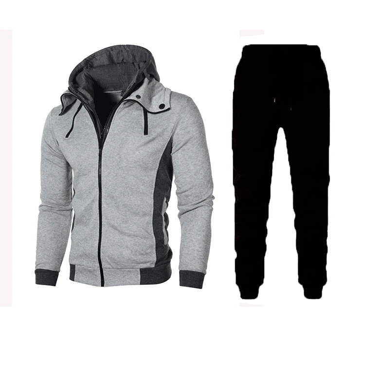 

Men Zipper Hoodies Casual Fleece Coats Bomber Jacket Scarf Collar Hooded Male Outwear Hoodies Pants Two Piece Set Sweatshirt