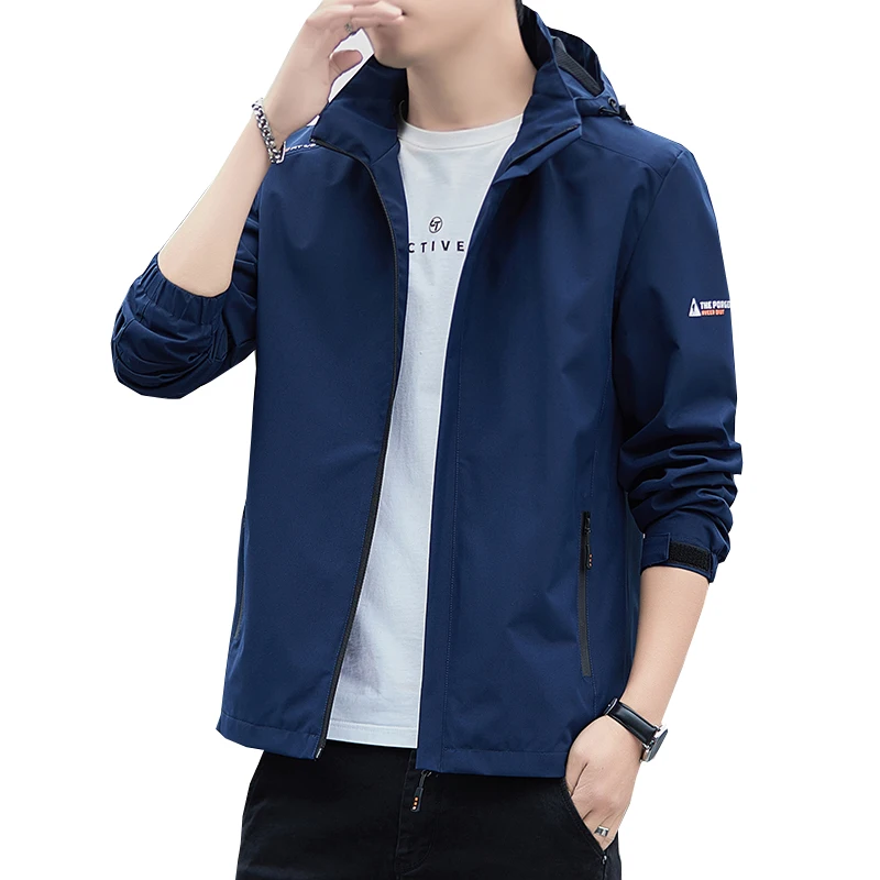 Spring and autumn Men's Jacket Coats black Casual hooded bomber jacket fashion Streetwear Outdoor tourism men's Clothing M-5XL