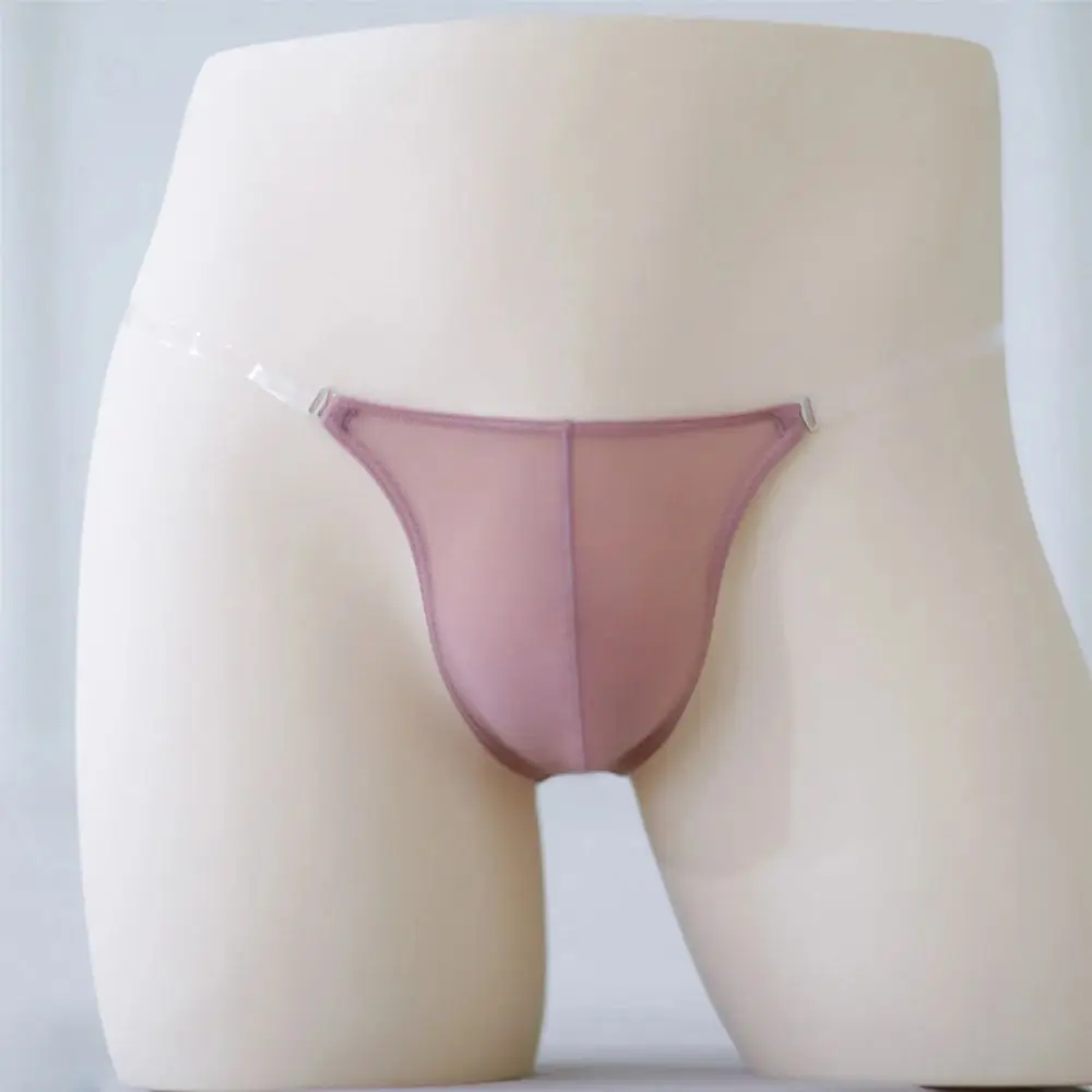 

Men String Bulge Pouch Lingerie Ice Silk Underwear T Back Thongs Low Waist G Strings Male Undies Tanga Scrotum Bulge Panties