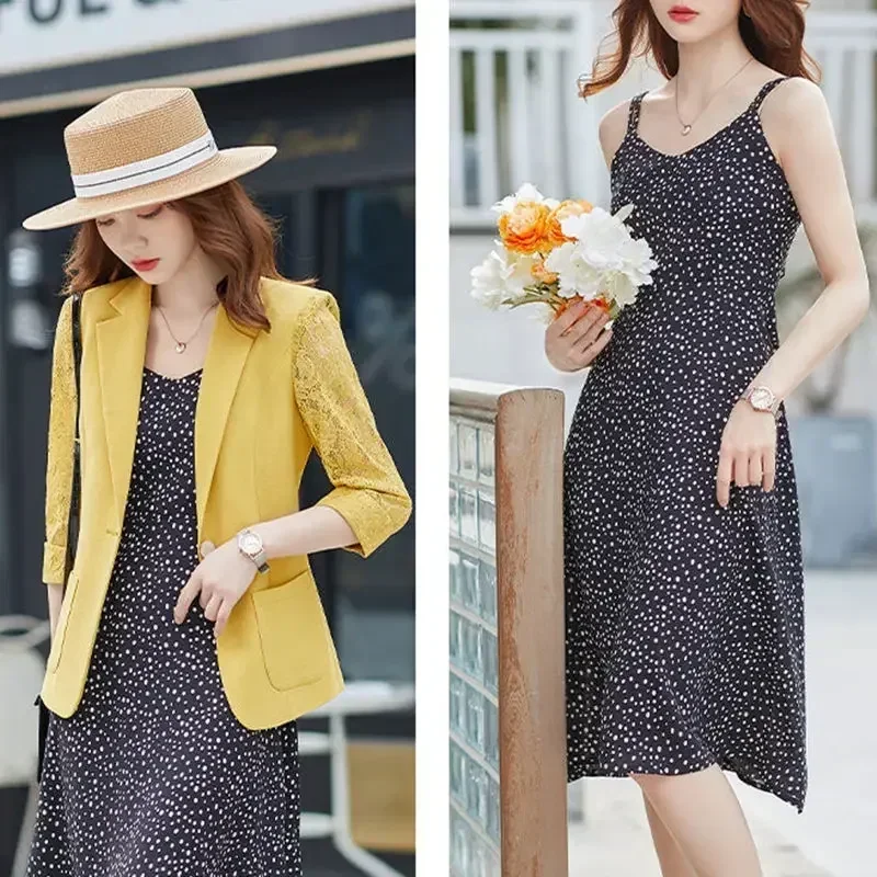 

High End French Suspender Dress Women's Thin Spring and Summer Women's Suit Two-piece Set 2022 New Fashion Skirt Suit