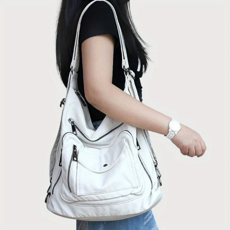 حقيبة ظهر جلدية ناعمة متعددة الاستخدامات للسيدات،...