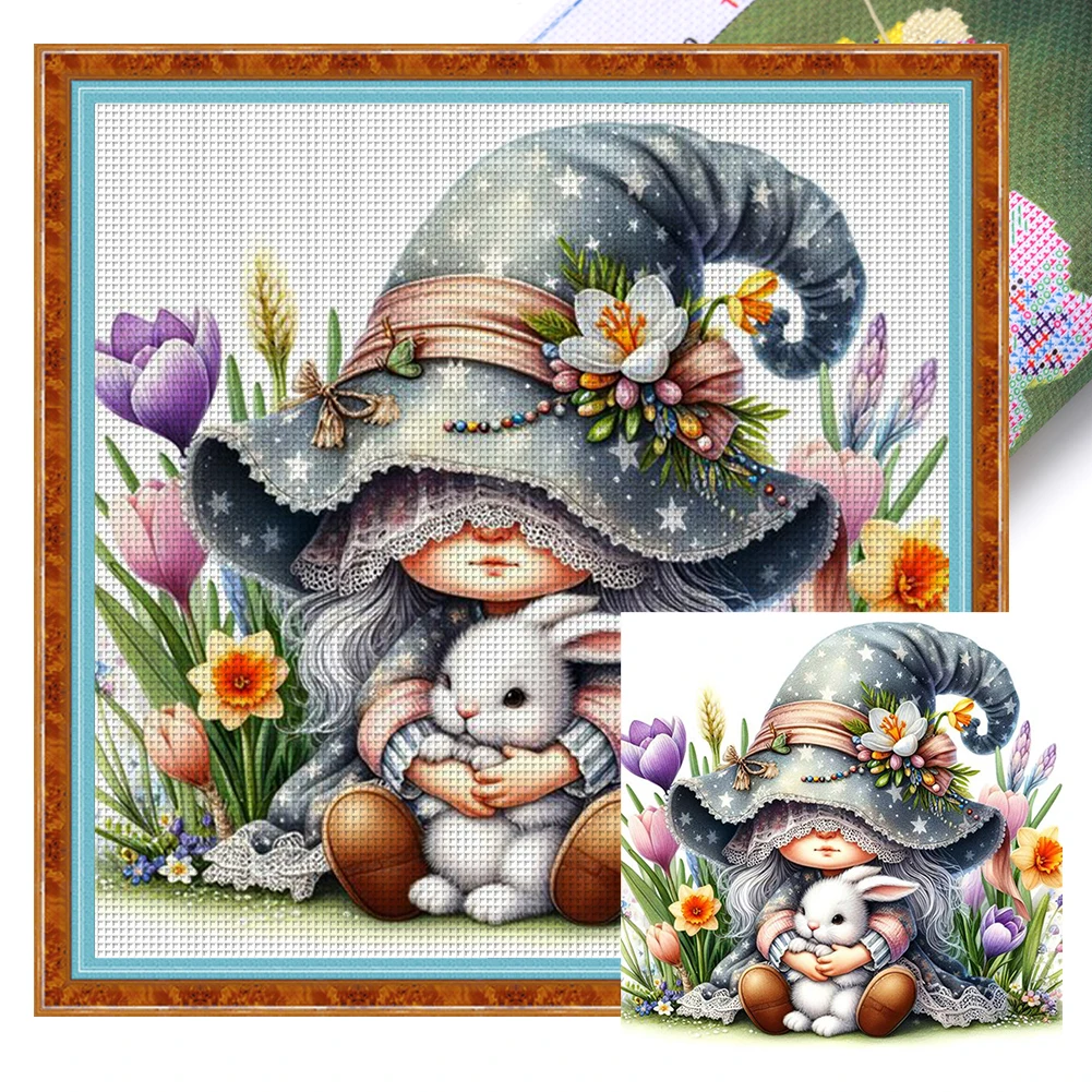 Cross stitch kit Full Embroidery Eco-cotton Thread 11CT Printed Gnome Cross Stitch Kit Art Decor