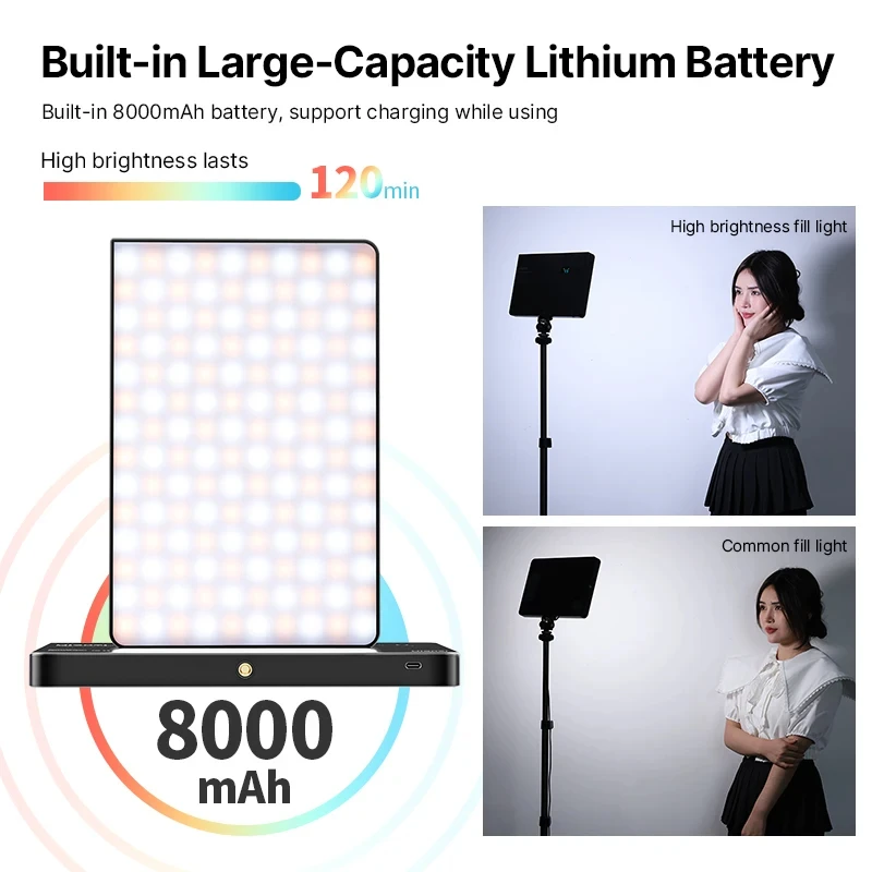 Ulanzi LT003 10inch RGB LED Video Light Panel Camera Light Full Color Rechargeable 8000mAh 2500K-9500K Studio Lamp Live Lamp