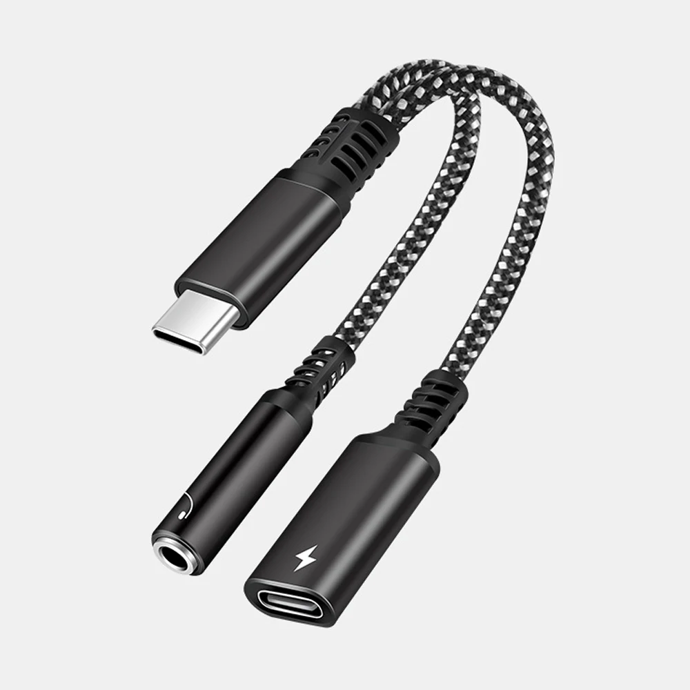 

ANKNDO 2IN1 Type C To 3.5mm Jack Earphone Charging Cable Converter USB C to Type C OTG Adapter for Ipad Samsung Xiaomi Huawei