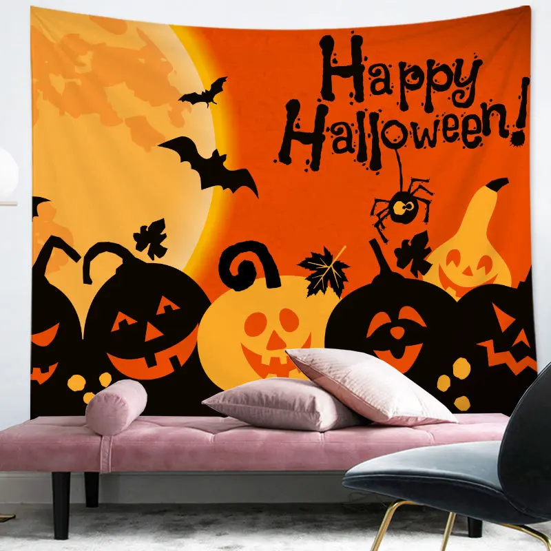

Halloween Happy Cartoon Pumpkin Print Pattern Tapestry Home Living Room Bedroom Wall Decoration Wall Hanging Tapestry Festival