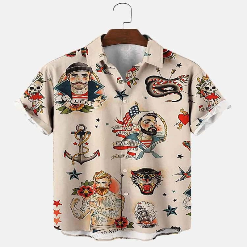 Sailor and  Anchor Hawaiian Shirt 3D All Over Printed Hawaiian Shirt for Men and Women Casual Shirt Unisex