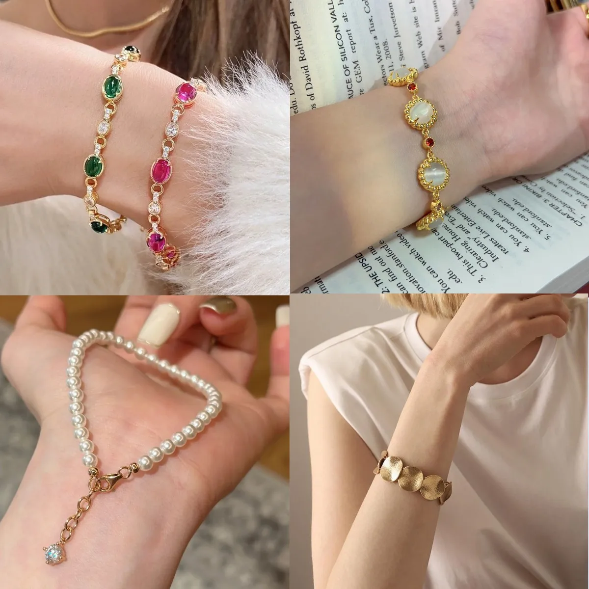 

2024 New Retro Women's Bracelet with Old Money Style, Diamond Set, High End, Handmade Decoration, Original DIY Jewelry Gift