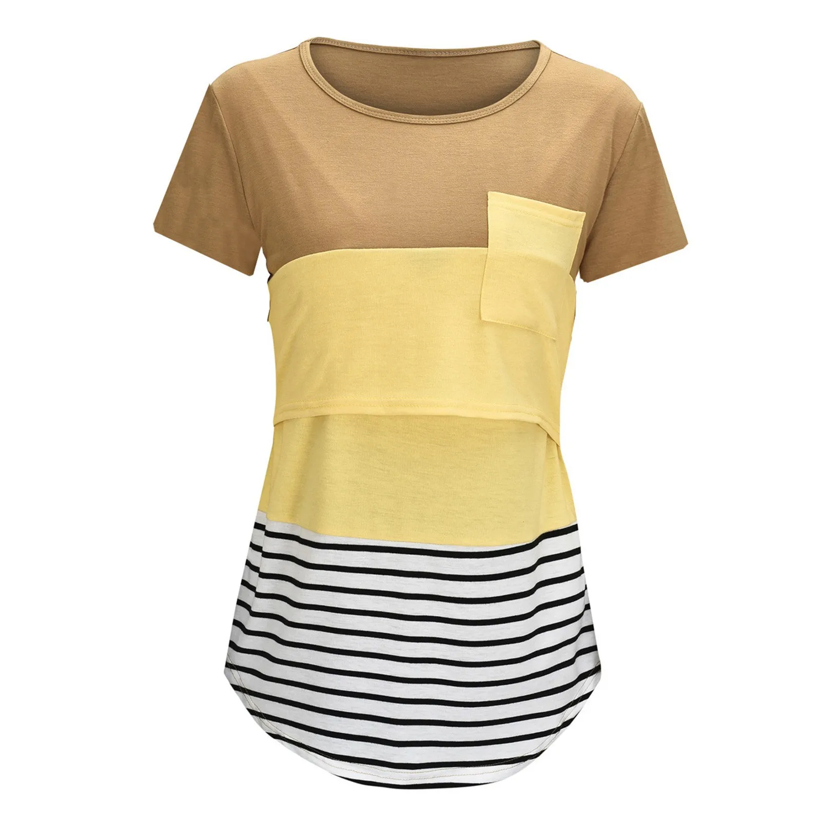 New Maternity Clothes Casual Tops Nursing For Breastfeeding T Shirt Striped Print Women Maternity Short Sleeve Blouse