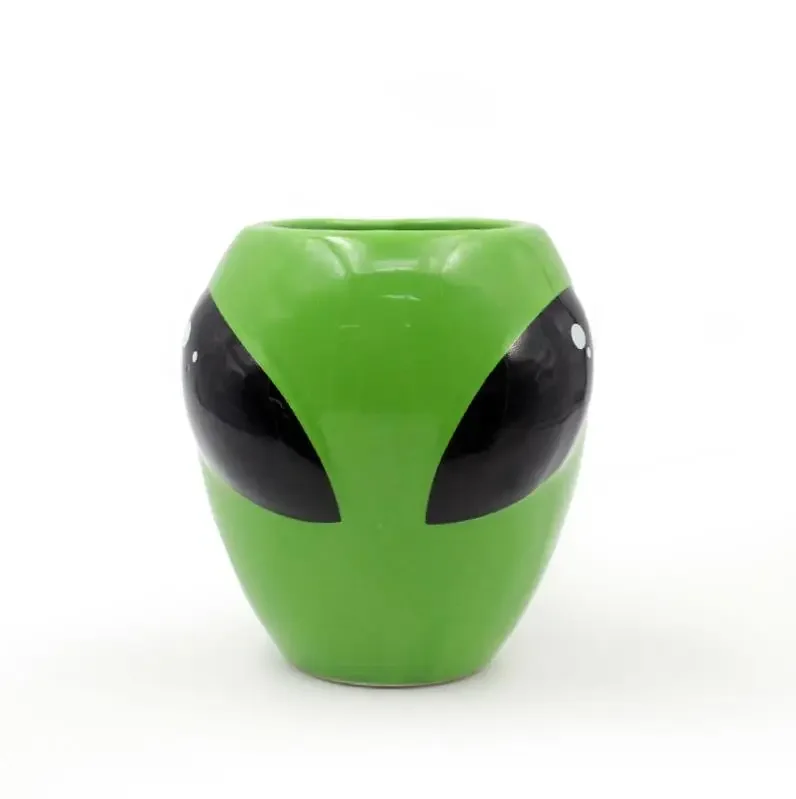 グリーン3Dエイリアンマグ、セラミックコーヒーカップ、ufo