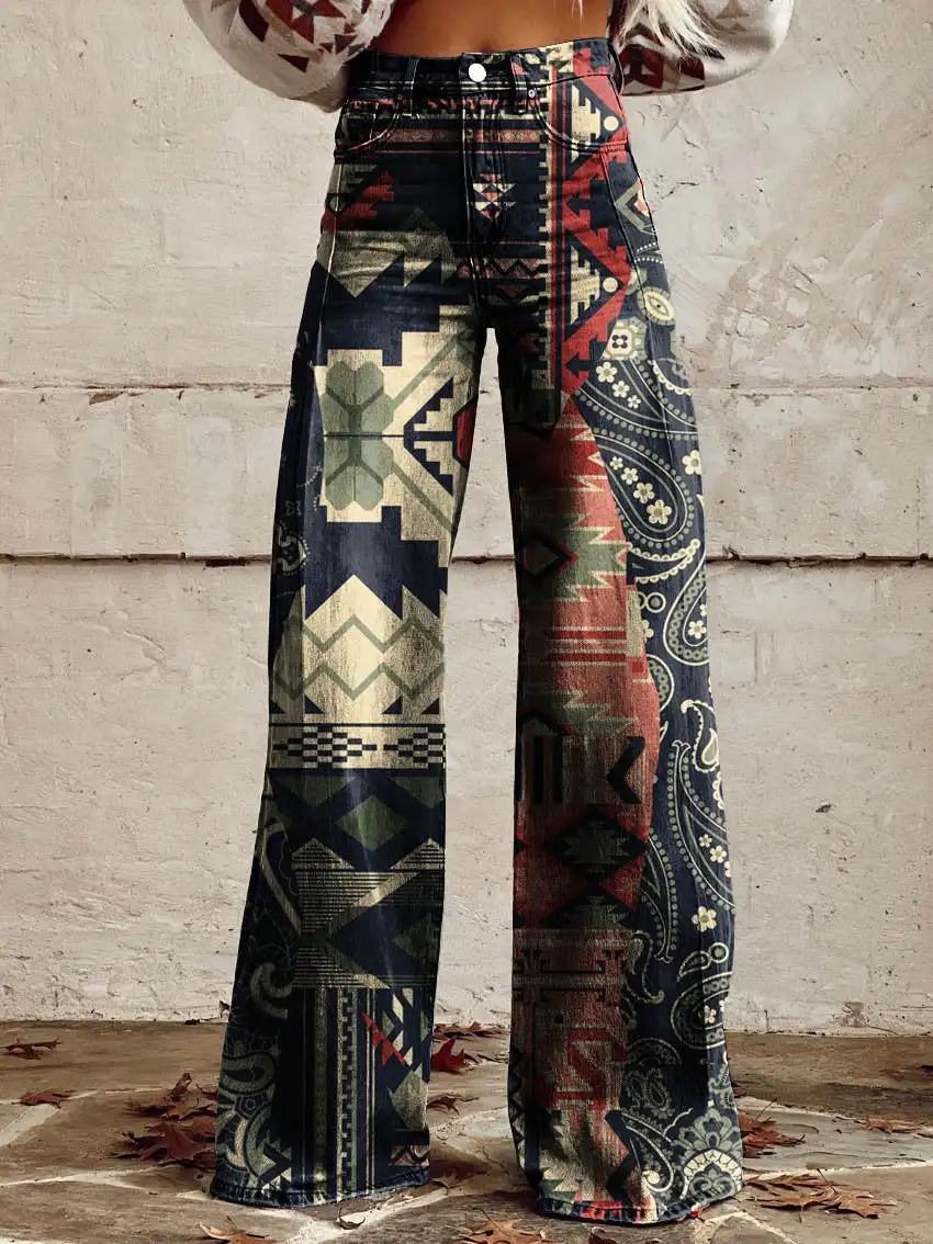 Summer women's thin striped plaid comfortable wide-leg pants casual fashion comfortable striped women's wide-leg pants