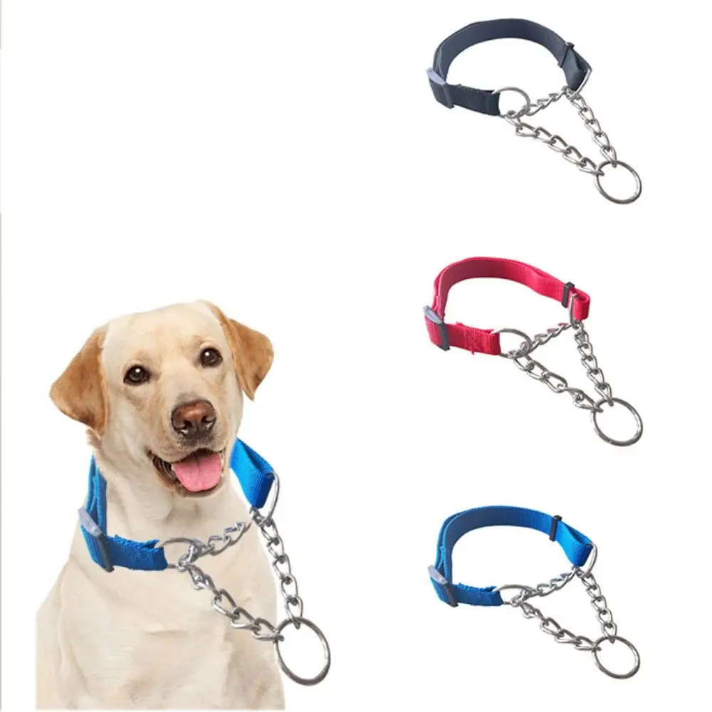 Pet Collar Adjustable Nylon Large Dogs Slip Pinch Collar with Welded Link Chain Dog Training Accessories dog collar,pet collar