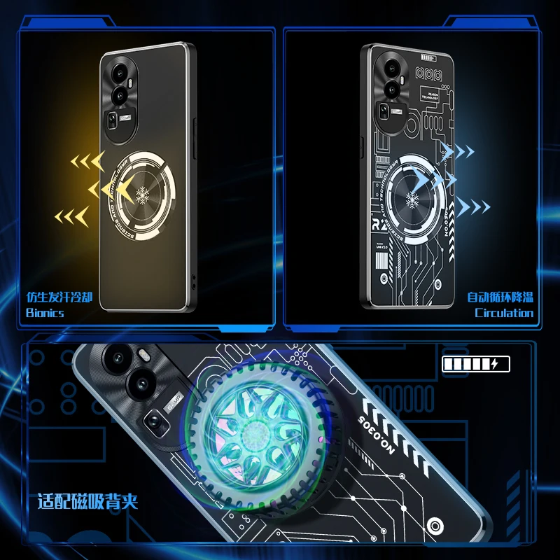 Aluminum Alloy Heat Dissipation Case for OPPO Reno 10 Pro Plus Cases Graphene Cooling Red Copper Metal Cover Funda Reno 10 Pro+