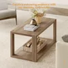 Farmhouse Rectangle Coffee Table-Boho Center Table with Storage Shelf,2-Tier Sofa Side Table Mid Century Small Table 5