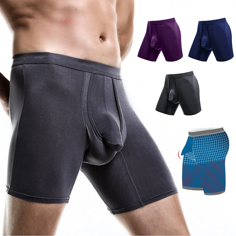 

New Men's Boxer Shorts Underwear Sexy Big Pouch Men Intimates Ball Pouch Boxer Panties Men Underpants Comfort Solid Breathable