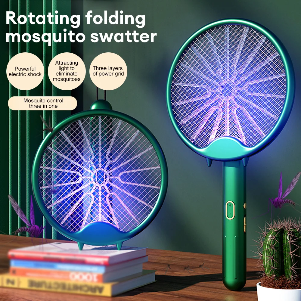 3 in 1 Electric Mosquito Racket USB Charging Mosquito Killer Lamp Foldable Fly Swatter Bug Zapper Trap Mosquito Repellent Lamp household mosquito killing lamp hanging mosquito killer lamp electric shock mosquito zapper usb powered