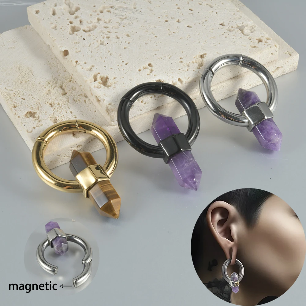 

Dreamlee 1pc Hangers Magnetic Ear Weight Stone Expander Stretchers Gauges Plug Stainless Steel Body Piercing Jewelry Earring