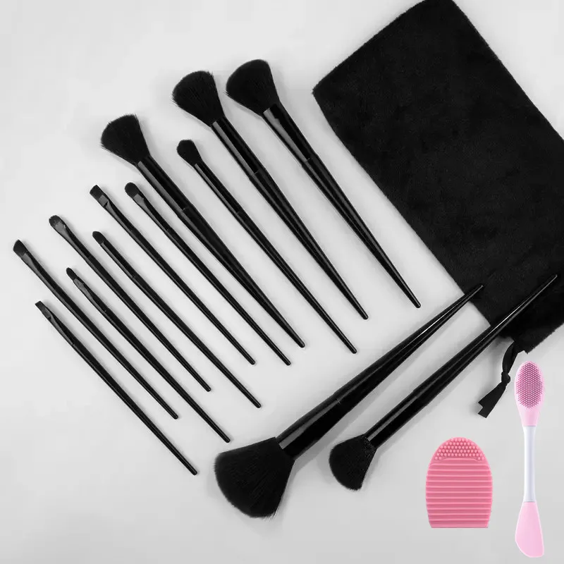 Description Picture 4 of item13pcs Black Makeup Brushes Set Foundation Powder Contour Blush Concealer Eyeshadow Blending Highlight Eyeliner Brushes Cosmetic