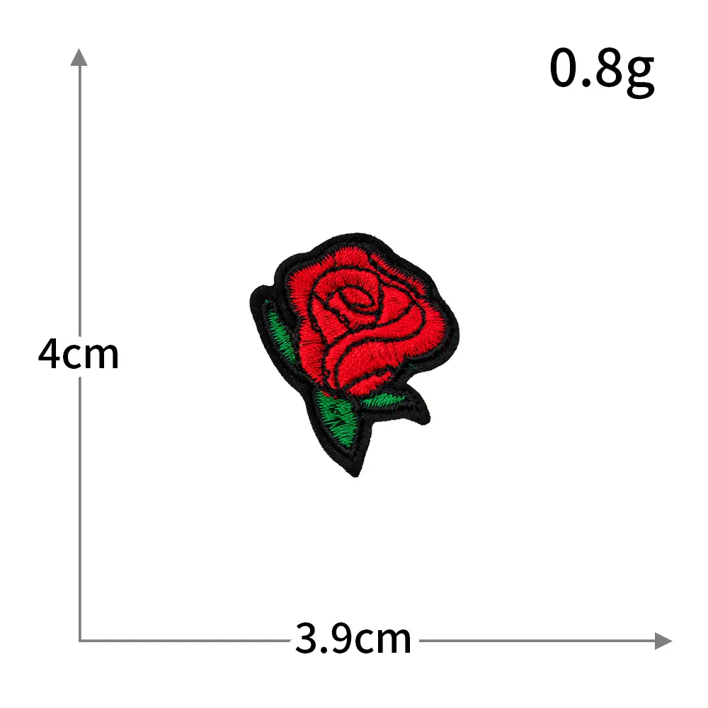 Red Rose Embroidery Patch - Decorative DIY Cloth Accent for Fashion & Accessories