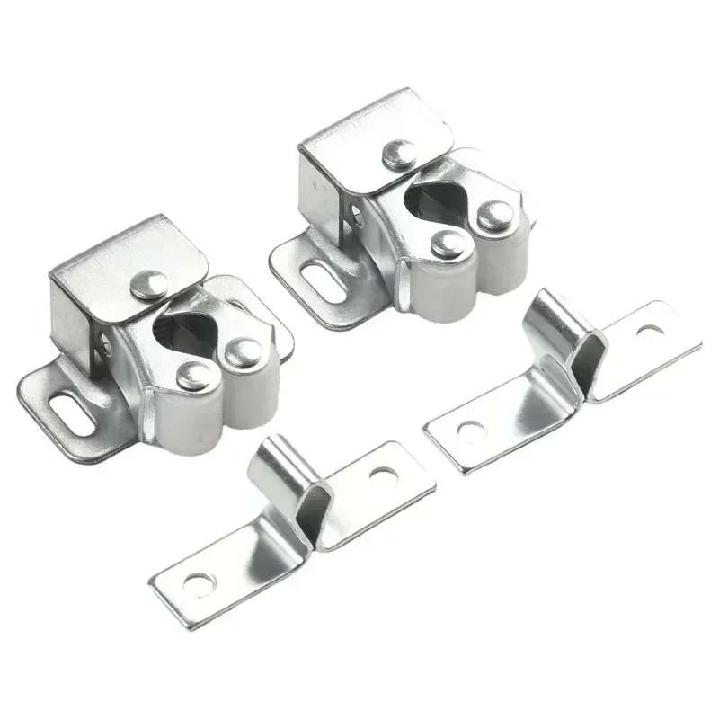 Push to Open Magnetic Cabinet Latch - Dual Wheel Spring Loaded Touch Bead Catch for Low Profile Wardrobe & Cabinet Doors